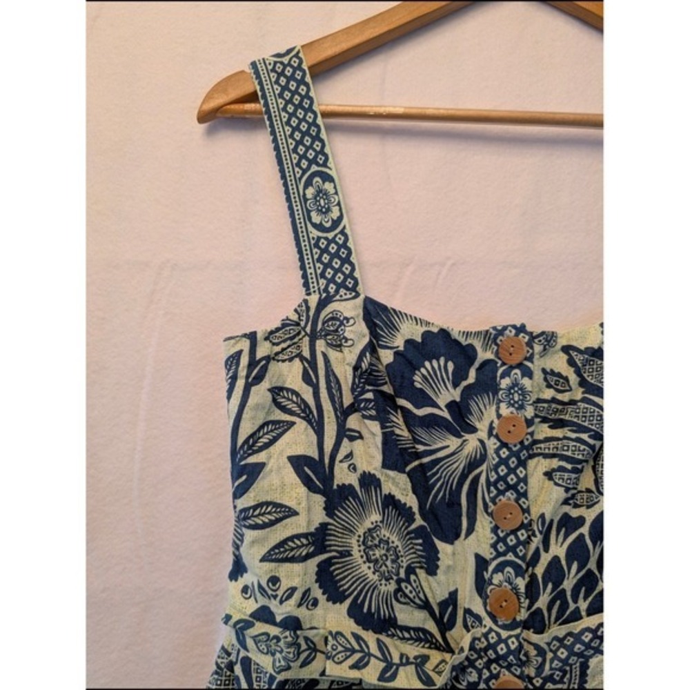 Farm Rio Blue Pineapple Floral Button Front Smocked Back Romper Small SN 300714 - Picture 5 of 14